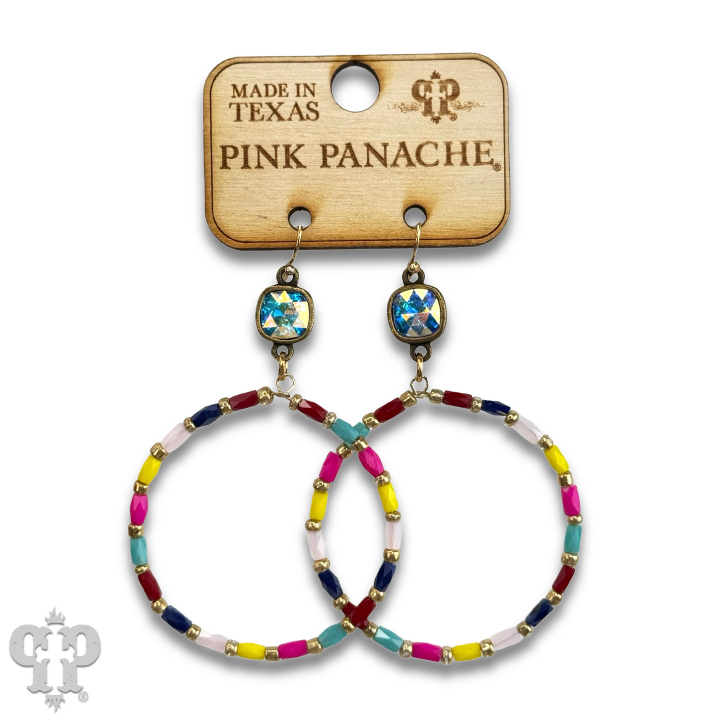 Rice bead circle earring with Austrian crystal