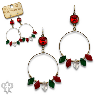 Diamond bead circle earring with Austrian crystal