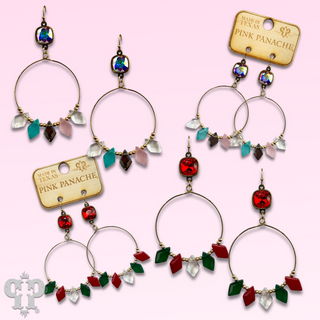 Diamond bead circle earring with Austrian crystal