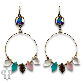 Diamond bead circle earring with crystals from Swarovski®