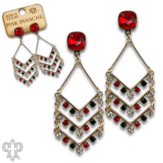Chevron shape rhinestone earring with Austrian crystal