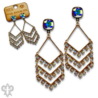 Chevron shape rhinestone earring with Austrian crystal
