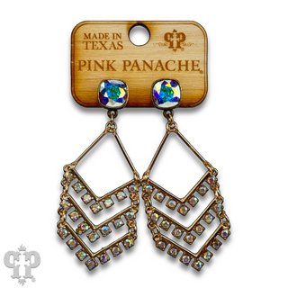 Chevron shape rhinestone earring with Austrian crystal