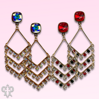 Chevron shape rhinestone earring with Austrian crystal