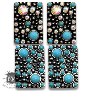 Western burnished rectangle earring