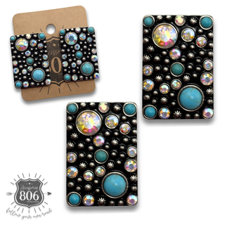 Western burnished rectangle earring