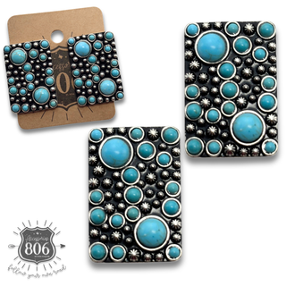 Western burnished rectangle earring