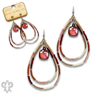 Double teardrop seed bead earring with Austrian crystal