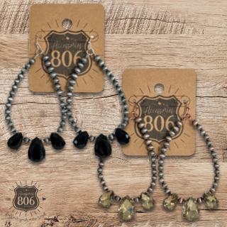 Western burnished bead and rhinestone teardrop earring