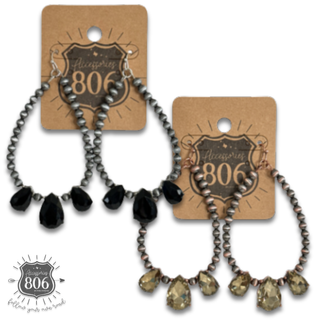 Western burnished bead and rhinestone teardrop earring