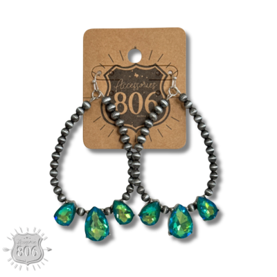 Western burnished bead and rhinestone teardrop earring