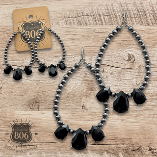 Western burnished bead and rhinestone teardrop earring