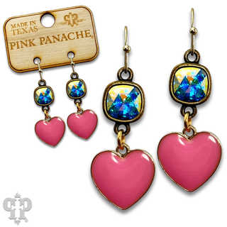 Tiny enamel heart earring with Austrian crystal