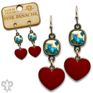 Tiny enamel heart earring with Austrian crystal