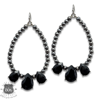 Western burnished bead and rhinestone teardrop earring