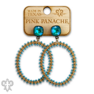 Seed bead wrapped oval earring with Austrian crystal