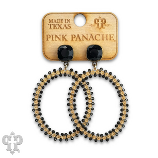 Seed bead wrapped oval earring with Austrian crystal