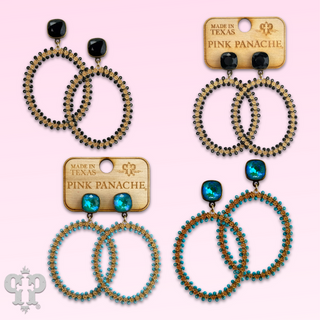 Seed bead wrapped oval earring with Austrian crystal