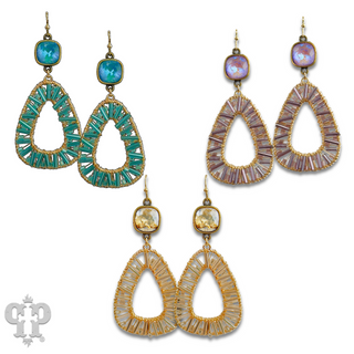 Tube bead wrapped earring with Austrian crystal