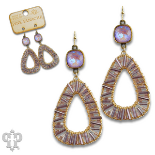 Tube bead wrapped earring with Austrian crystal