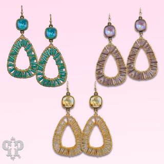 Tube bead wrapped earring with Austrian crystal