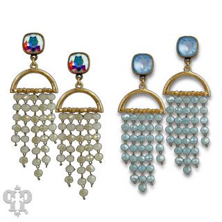 Waterfall beaded earring with Austrian crystal