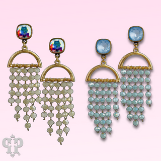 Waterfall beaded earring with Austrian crystal