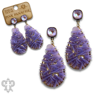 Ruffled sequin earring with Austrian crystal