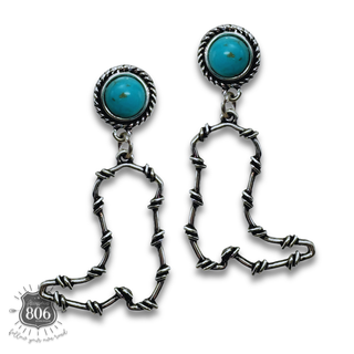 Western barbed wire boot earring
