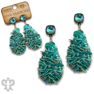 Ruffled sequin earring with Austrian crystal