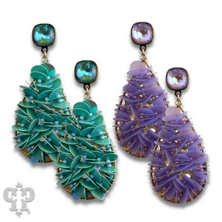 Ruffled sequin earring with Austrian crystal