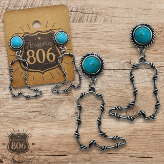 Western barbed wire boot earring