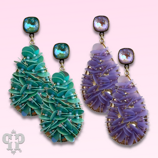 Ruffled sequin earring with Austrian crystal