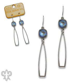 Silver oar shape earring with Austrian crystal