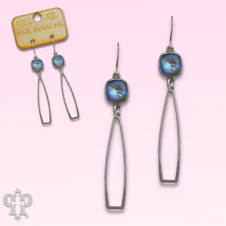 Silver oar shape earring with Austrian crystal