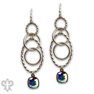 Multi ring earring with Austrian crystal