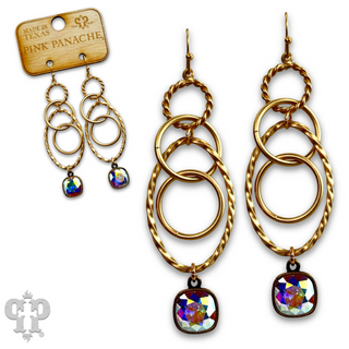Multi ring earring with Austrian crystal