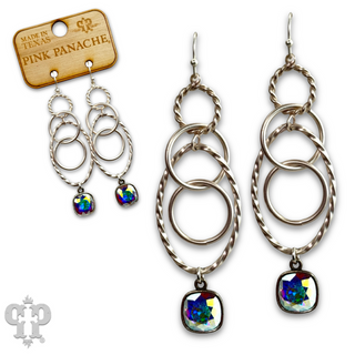Multi ring earring with Austrian crystal