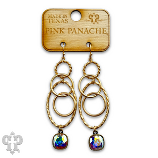 Multi ring earring with Austrian crystal