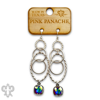 Multi ring earring with Austrian crystal