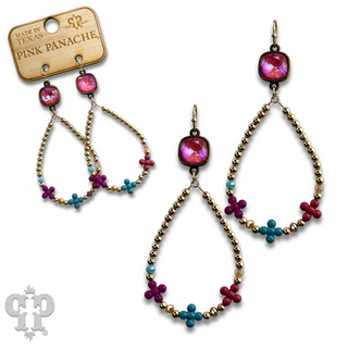 Multi-color flower bead earring with Austrian crystal