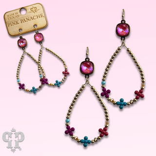 Multi-color flower bead earring with Austrian crystal