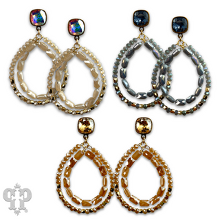 Double faceted bead teardrop earring with Austrian crystal