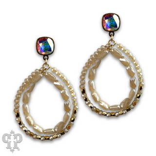Double faceted bead teardrop earring with Austrian crystal