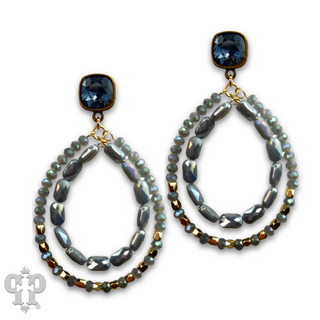 Double faceted bead teardrop earring with Austrian crystal