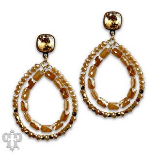 Double faceted bead teardrop earring with Austrian crystal