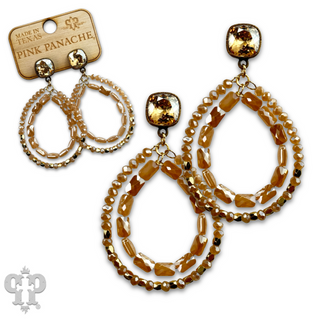 Double faceted bead teardrop earring with Austrian crystal