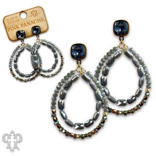 Double faceted bead teardrop earring with Austrian crystal