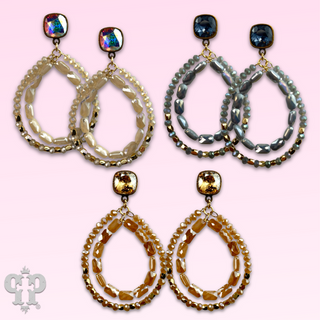 Double faceted bead teardrop earring with Austrian crystal