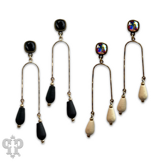 Golden arch earrings with Austrian crystal